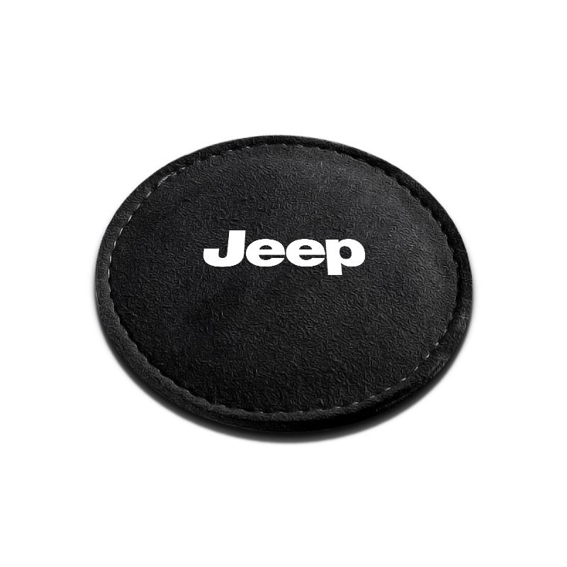 Car Cup Holder Pad Leather Slot Non-slip Coaster Mat For Jeep Wrangler Grand Cherokee Compass Renegade Tyre Stem Air Caps