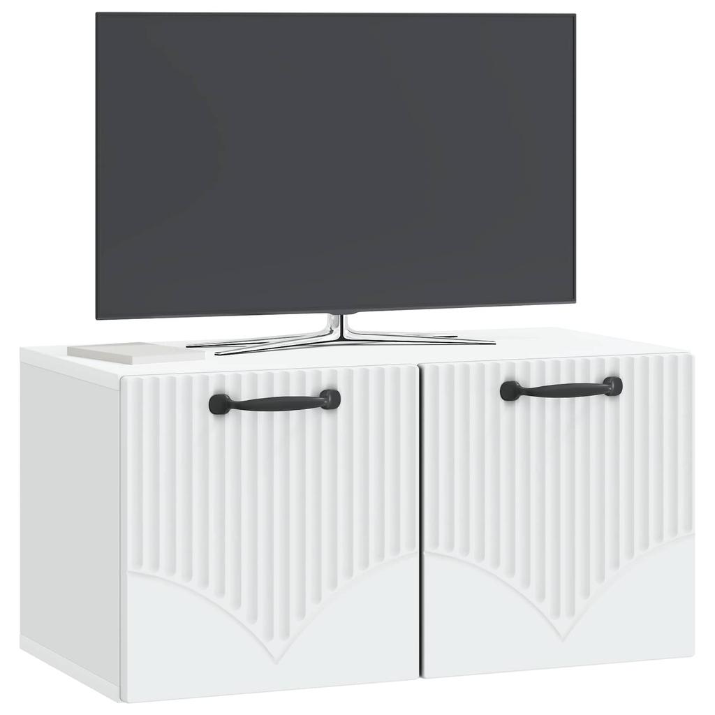 Wall Mounted TV Cabinet White 59.5 X 31 X 30 Cm Particleboard
