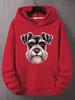 Men's Plus Size Hoodies, Featuring a Lifelike Portrait of a Schnauzer Dog