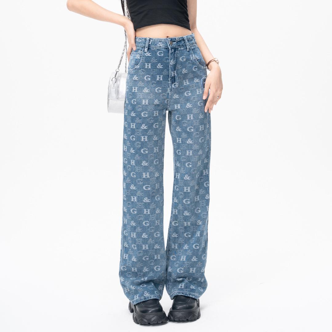 

Women s Retro Slim Wide-Leg Jeans - Summer 2025 Trend Small светло-синий