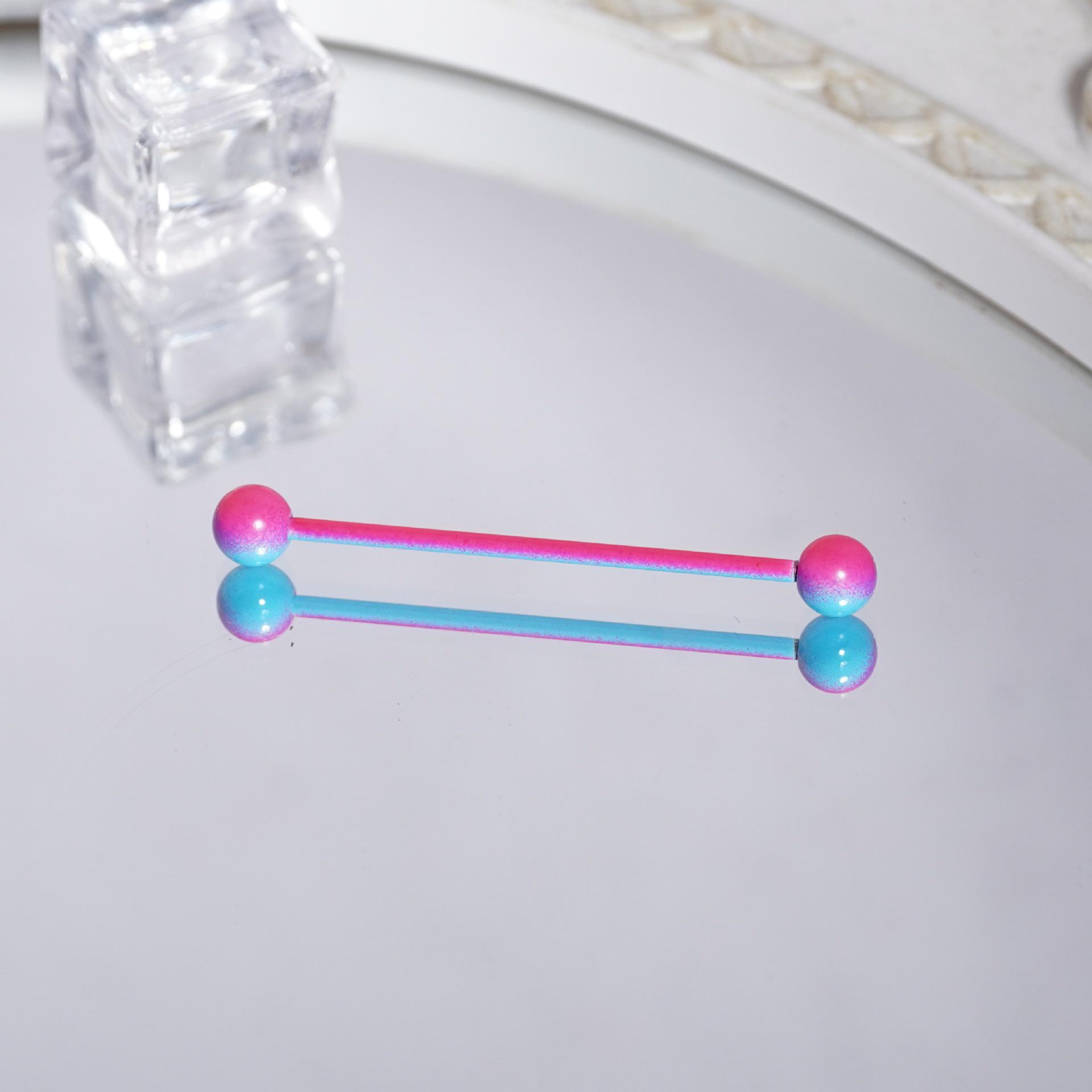 

Украшение для пирсинга переносицы в градиентных конфетных цветах - Дизайн с длинным стержнем Rod Thickness 1.6mm, Length 38mm, Ball 5mm