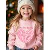Unisex Kids White Crewneck Sweatshirt For 4-12 Girls Will You Be My Six Seven Pink Heart Star Split Number 67 Valentine Print Long Sleeve Pullover