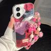 Bracelet Chain Painted Phone Case For iPhone 16 11 12 13 14 for 12 14 16 Pro 14 16 Pro Max Cute Pattern Hard Cover With Lanyard