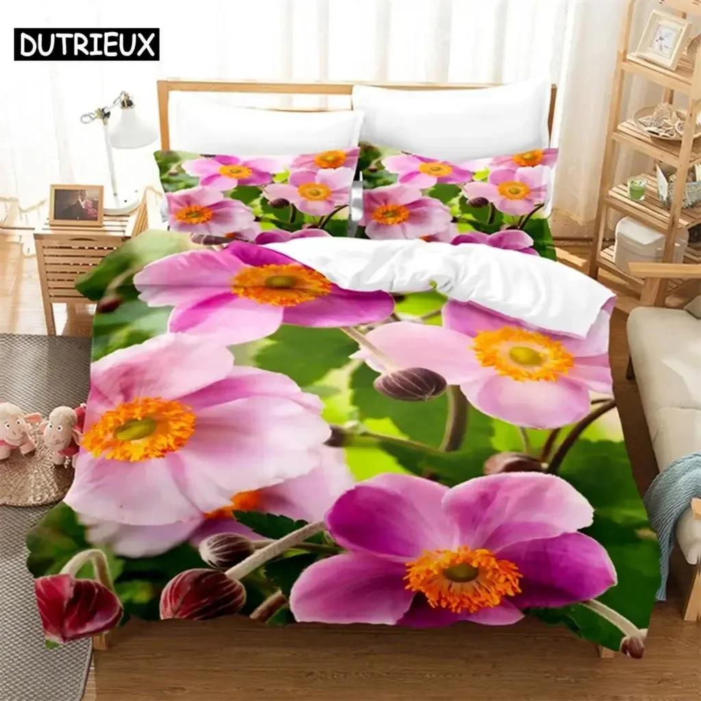 Comforter Luxury New 3D Print Pink Flowers Comfortable Duvet Bedding Set Children Bedroom Decoration Home Textile