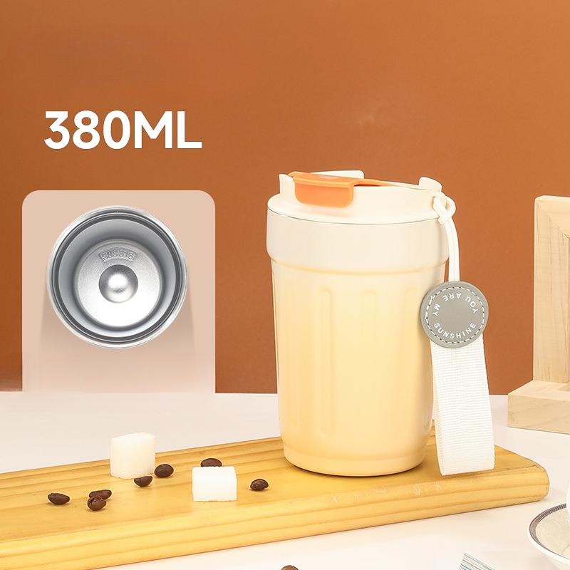 316 Stainless Steel Mug Ceramic Liner Coffee Cup Stripe Gradient Student Portable Water Cup