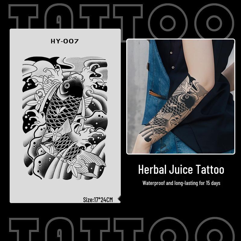 Japanese Traditional Tattoo Waterproof Sticker: Men's Long-lasting Floral Arm Pattern.