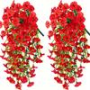 2pcs UV-Resistant Artificial Morning Glory & Eucalyptus Hanging Flowers - Outdoor Patio Decor, All-Season Home Enhancement & Holiday Decorations