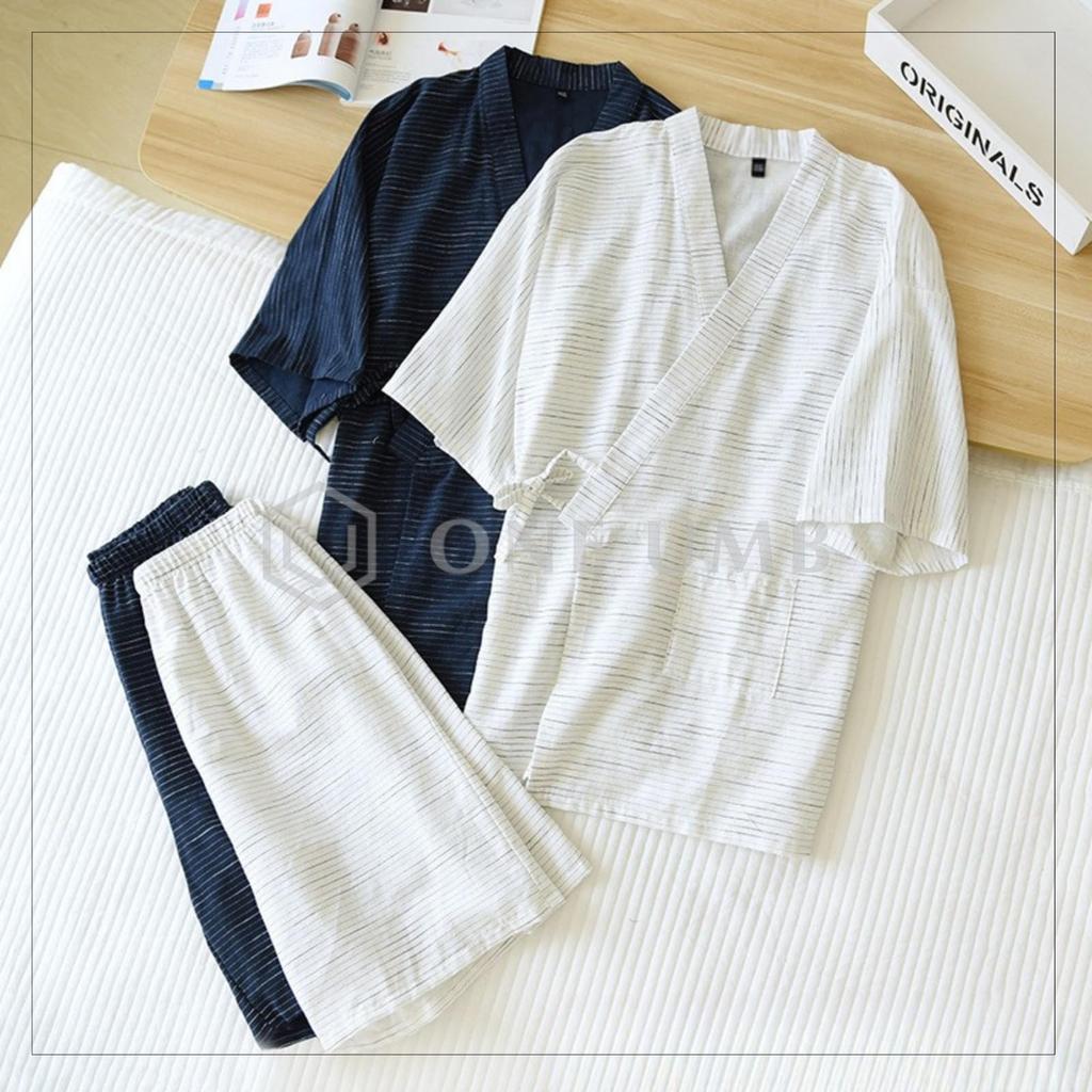 Jinbei Short Top and Bottom Made in Front Opening M [One Ambu] Men's Pajamas, Sleeves, Shorts, Set, 100% Cotton, Stylish, Japan, Cotton, Top,