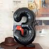 32 Inch Black Number Balloon, Crown Balloon, Birthday Party, New Year, Anniversary Number Decoration Supplies