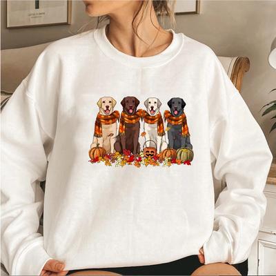 Labrador Retriever Thankgiving Dog Sweatshirt Fall Dog Hoodie Dog Lover Gift Women Crewneck Sweatshirt Thanksgiving Pumpkin Tops