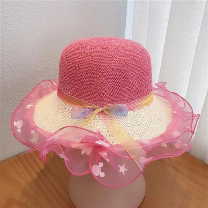 Children's Hat Women's Summer Sunscreen and Sunshade Princess Beach Travel Summer Thin Cute Sun Grass Hat