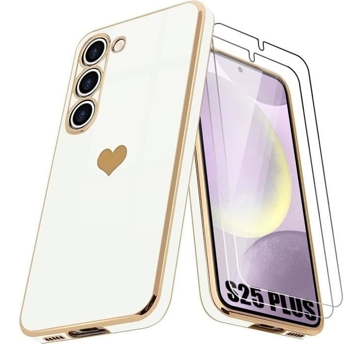 Coque - Samsung - Galaxy S25 Plus - Antichoc - Léger - Motif Cœur - Blanc