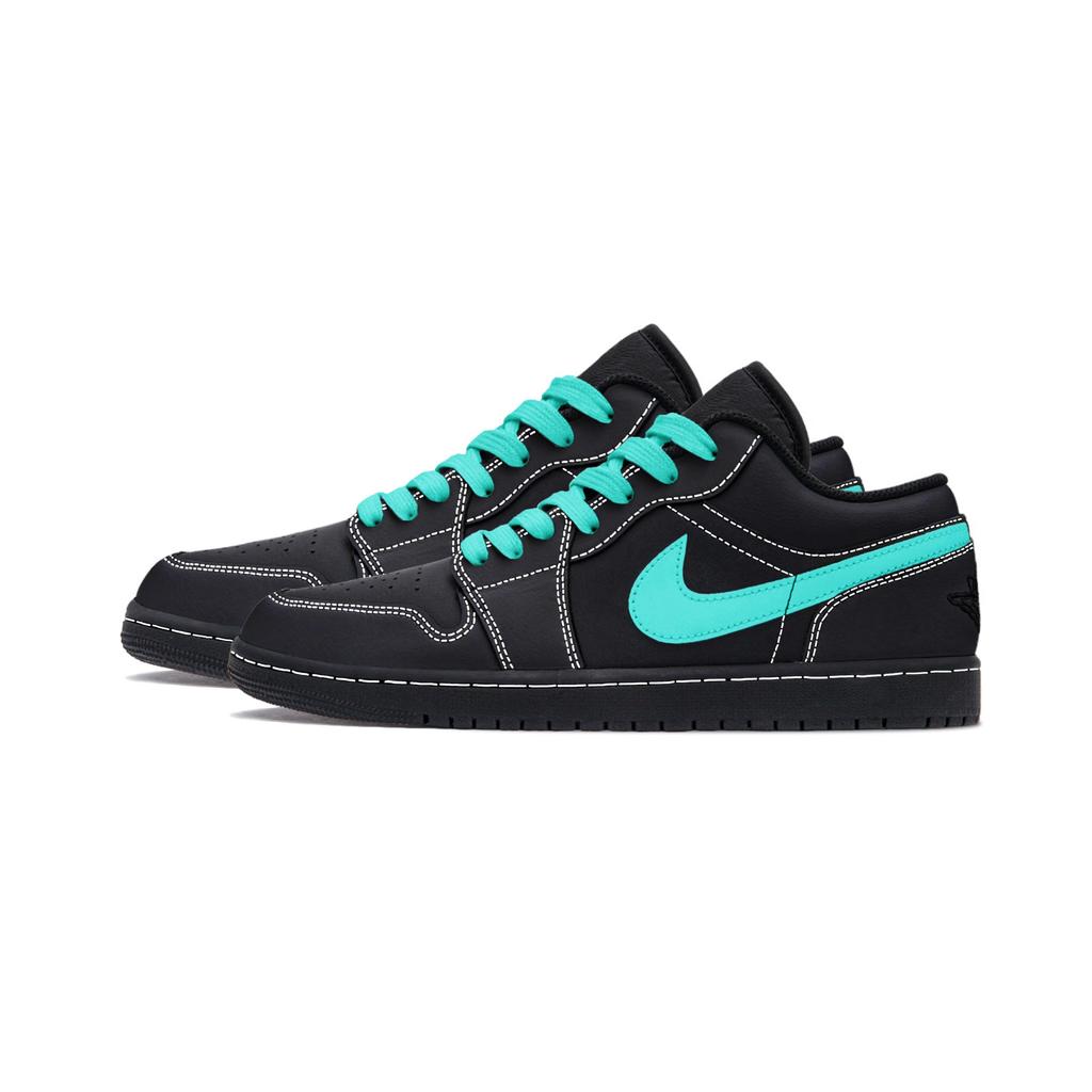 Jordan Air Jordan 1 Green Cushioning Abrasion Resistant Low Top Vintage Basketball Shoes Men's Black Green 553558-093(Team282-)