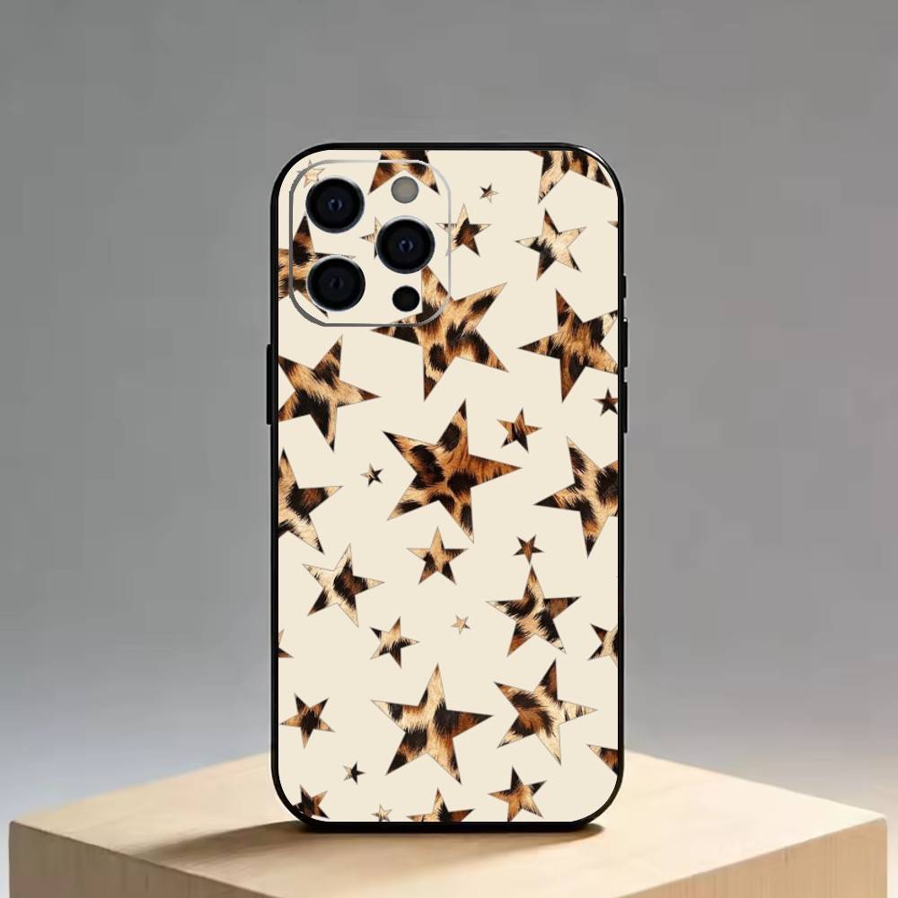 

Trendy Leopard Print Star Pattern Phone Case Silicone Soft For IPhone 17 16 15 14 13 12 11 X XR Plus Pro Max Plus iPhone11PROMAX