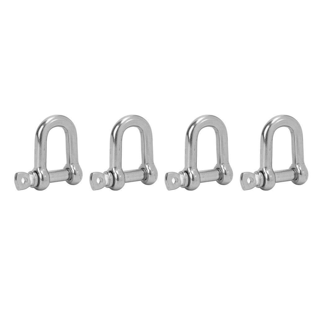 4PCS Stainless Steel D Shackle Marine Hardware Boat D Ring Polished Shackle for Coupling Chain and