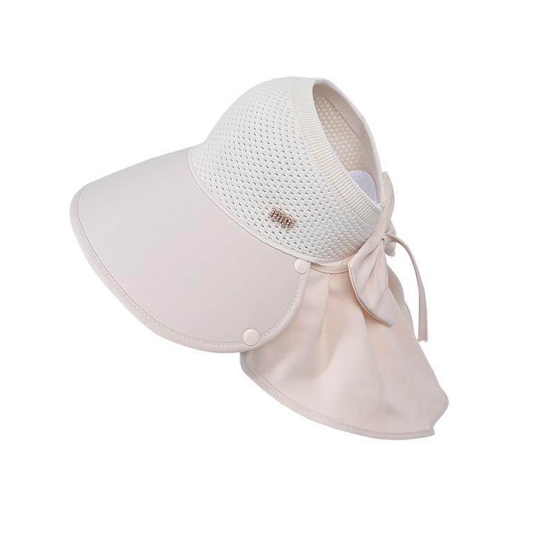 8487 summer big eaves sunscreen hat women's outdoor travel visor removable shawl neck empty top bucket hat