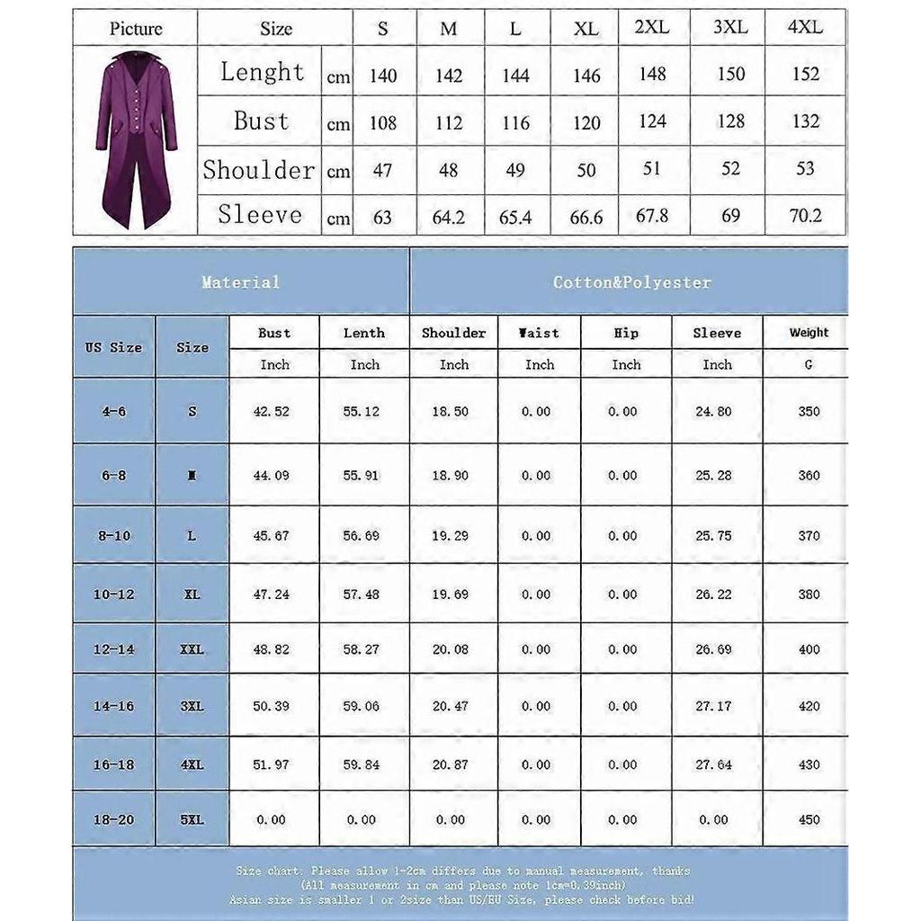 Mens Steampunk Retro Tailcoat Jacket Gothic Victorian Frock Coat Carnival Costume