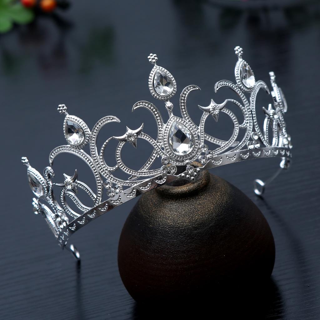 New Bride Wedding Crown Headpiece Silver Rhinestone Luxury Hair Accessory Crown Bridesmaid Headband Women's Party Gift
