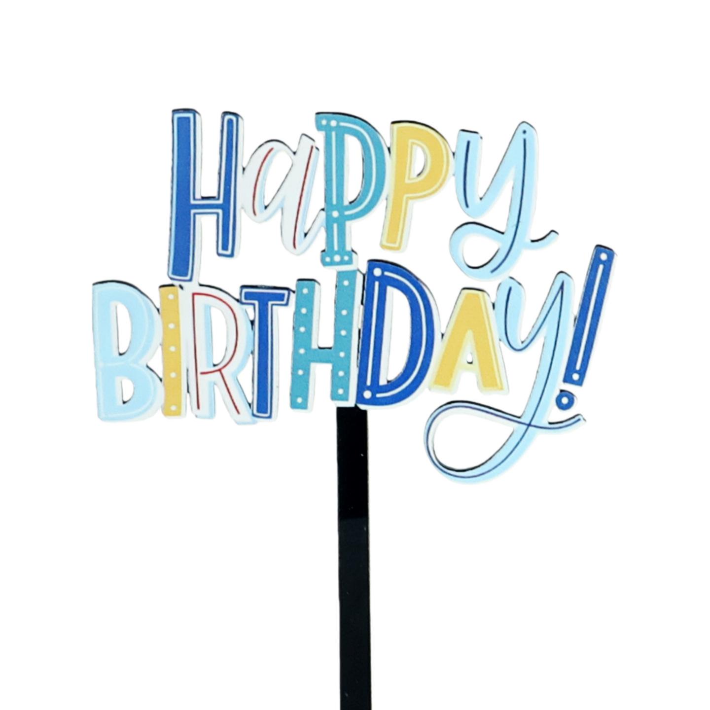 

Colorful Acrylic Happy Birthday Cake Topper Double Sided Print Birthday Party Decorations Cupcake Toppers for Kids Adults