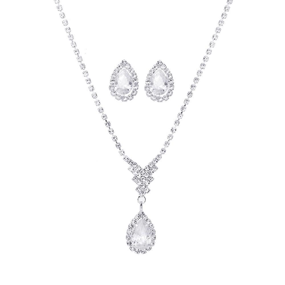 Trinkets Wedding Claw Chain Rhinestones Zircon Angel Tears Necklace, Earrings Bridal Jewelry