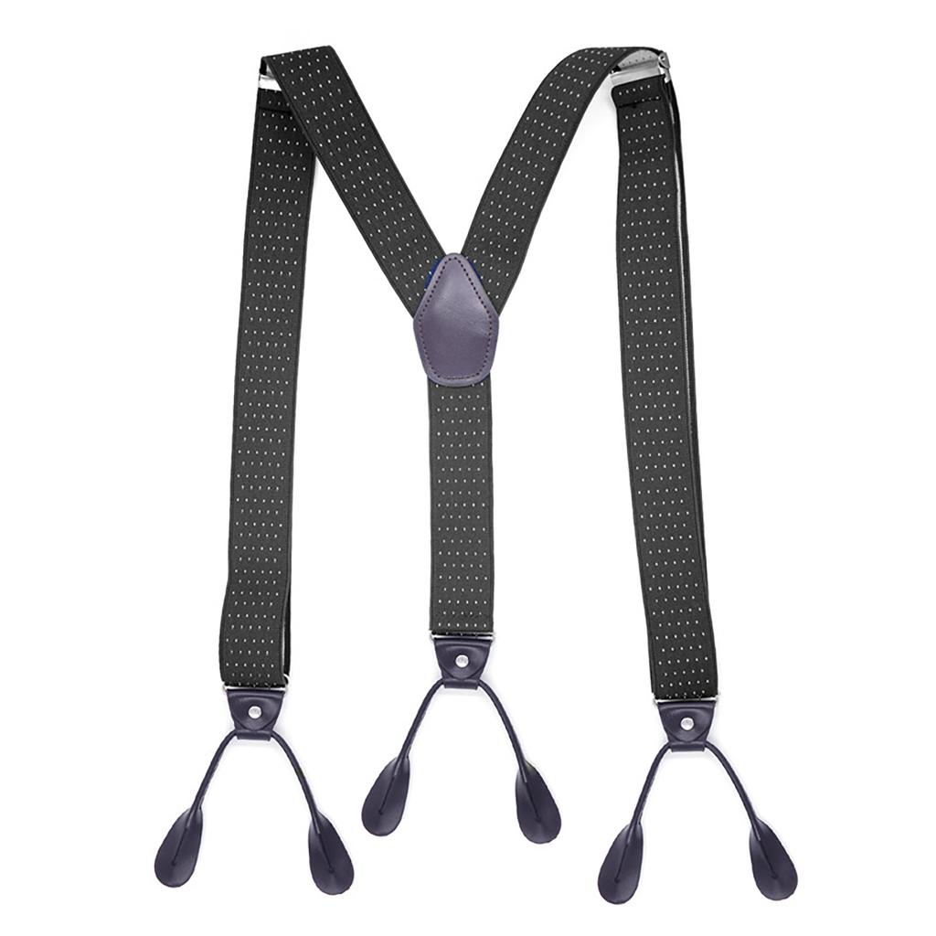 Stylish Classical Suspenders Adjustable Suspenders Elastic Chain Button End Dark Elastic Belt for Wedding Business Wear