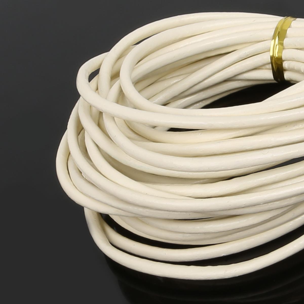 

Натуральная круглая кожаная нить для изготовления браслетов, ювелирных изделий, DIY, шнур, шнур 3mm 5M слоновая кость