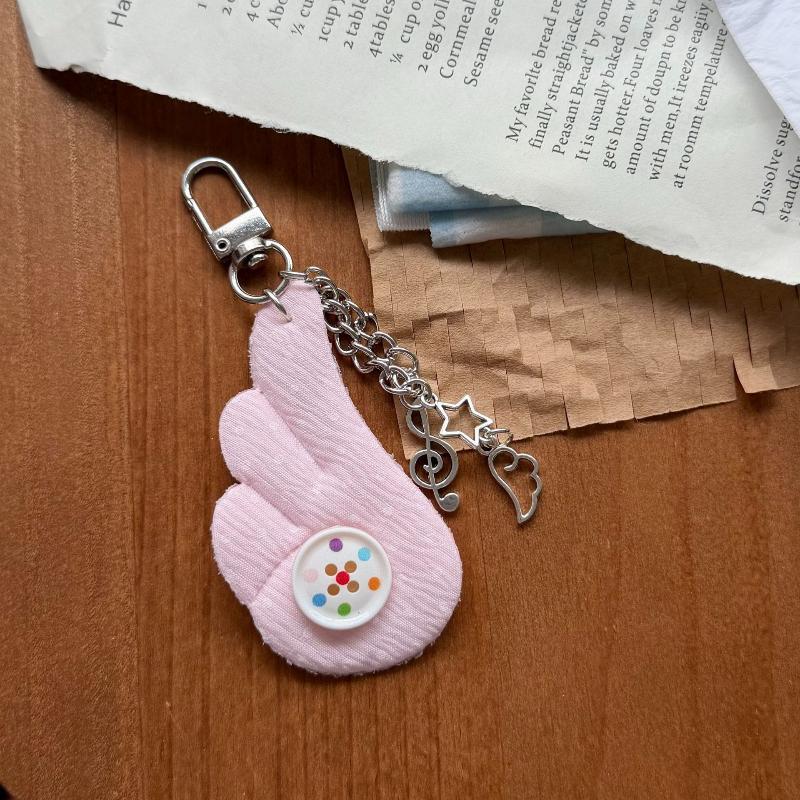 Soft Cloud Fabric Keychain with Star Music Note Pendants Multi Colors Lovely Car Key Decor for Valentine's Day Gift