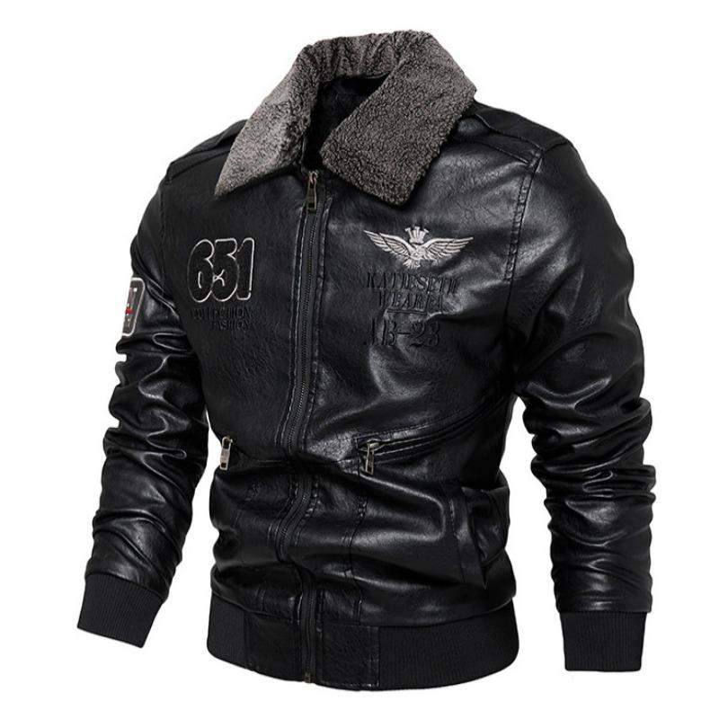 Motorcycle Lapel Leather Jacket Men's Fashion Retro Large Size Leather Jacket