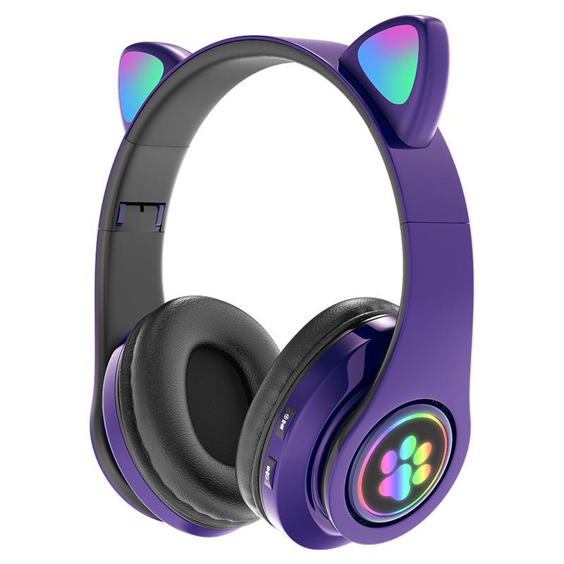 Cat Ear Bluetooth Headset Stereo Sound Luminous LED Wireless Head Mounted E-sports Low Latency