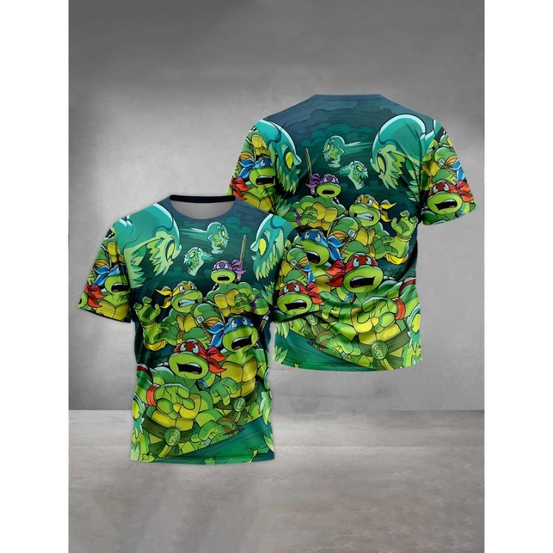 Summer Round Neck 3D Teenage Mutant Ninja Turtles Printed Top Fashionable Casual Short Sleeved Children's Boy T-shirts