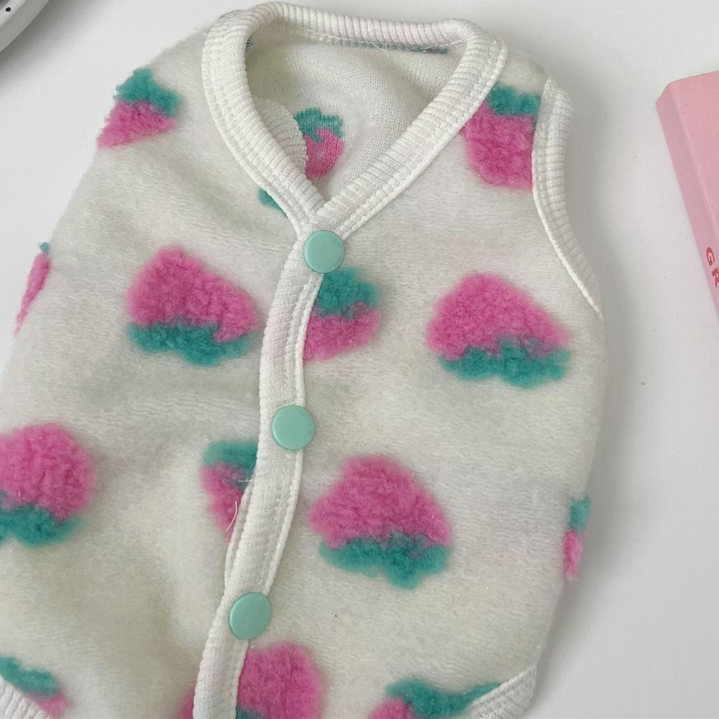 Autumn and Winter Strawberry Vest Dog Pet Clothes Thickened Vest Cat Teddy Bichon Pomeranian Schnauzer Small Dog Vest Vest