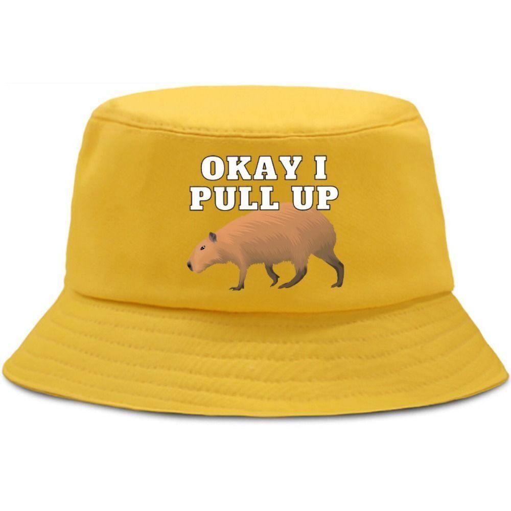 

Кепка-ведро Capybara с изображением животных из мультфильма, шляпа Capybara Sun, тонкая шляпа-чепец, шляпа рыбака, пляжная шляпа beige-no.6