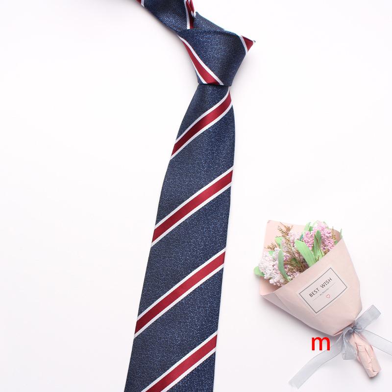 Navy Blue Series Oblique Striped Tie Men'S Business Flower 8Cm Polyester Silk Tie