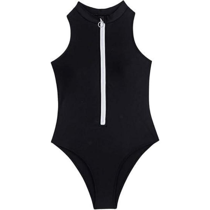 Women S One Piece Bikini Swimsuit Front Zipper Fashion Swimwear
