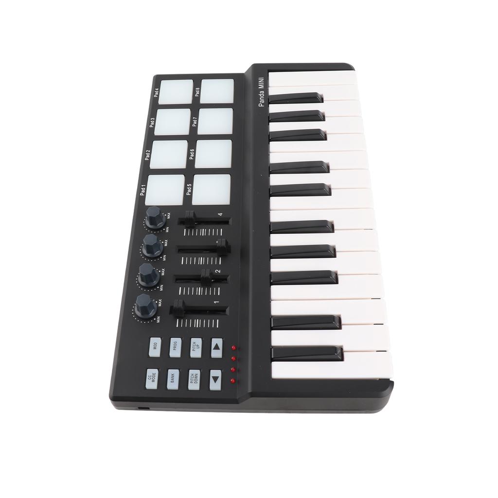 25 Key Ultra Portable USB MIDI Keyboard Controller with 8 Colorful Backlit Trigger Pads