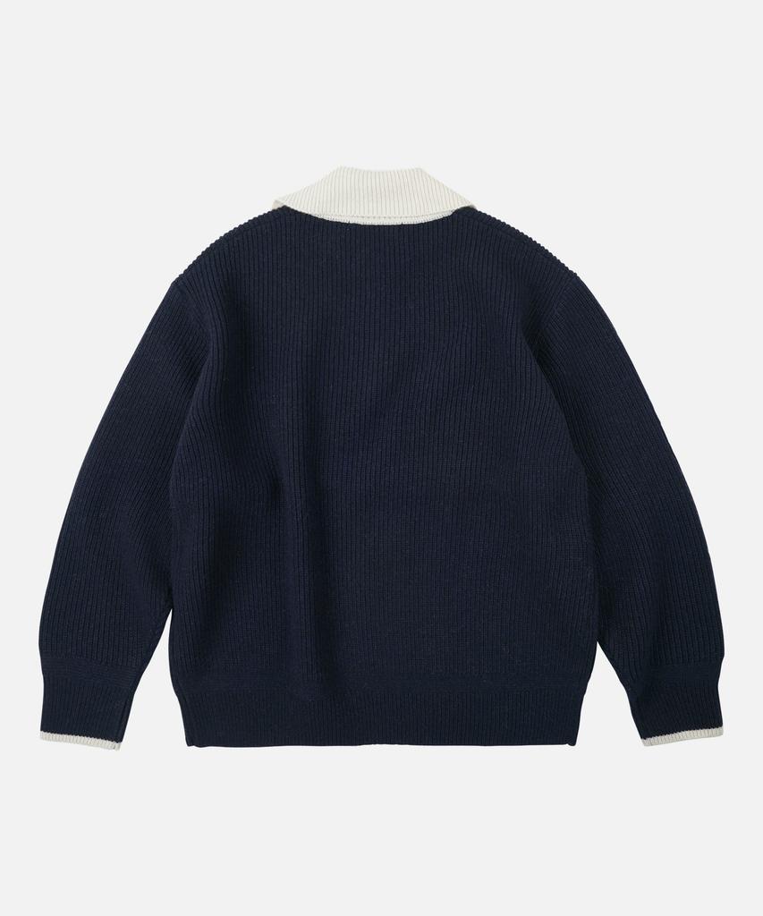 FRIZMWORKS Contrast Collar Half Zip Knit _ Navy
