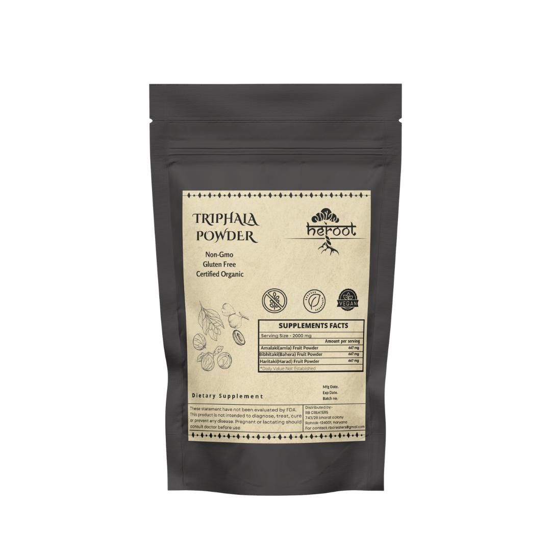 

Heroot Organic Triphala 50gm Powder Здорове травлення, детокс, очищення товстої кишки Pack=50 gm