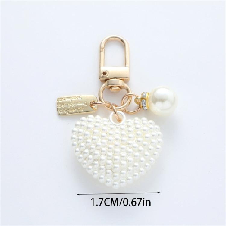 Elegant Heart Keychain with Pearls Accent Trendy Pearls And Alloy Rose Heart Keychain Adornment For  Fashion Lovers
