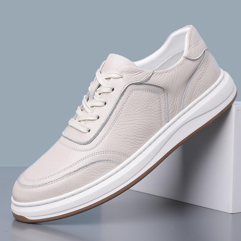 Low-top hollowed-out leather shoes men's 2025 summer cowhide casual leather sandals lace-up breathable hole sandals 2025