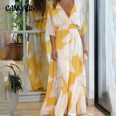 Summer Women's Dress Printed Long Backless Printed Beach Dresses