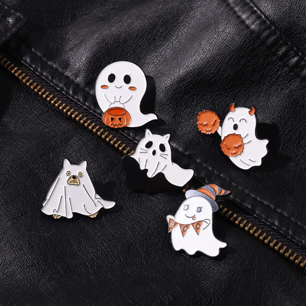 Halloween Halloween Ghost Brooches Zinc Zinc Alloy Halloween Brooches Ghost Enamel Pin  Decoration