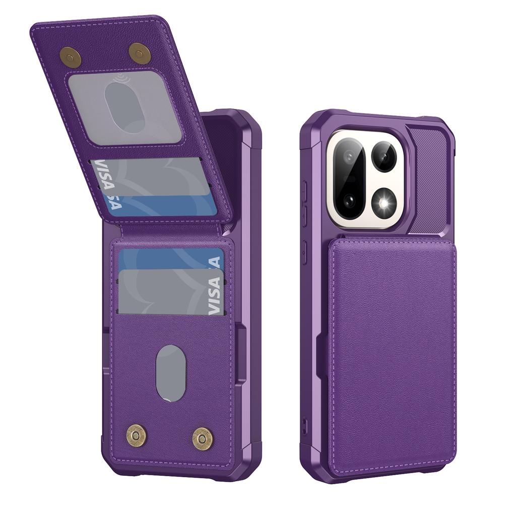 Applicable To Oneplus15 Mobile Phone Case, OnePlus 15 Back Cover Card Holder Anti-drop Protective Case Open Solid Color Case Up and Down