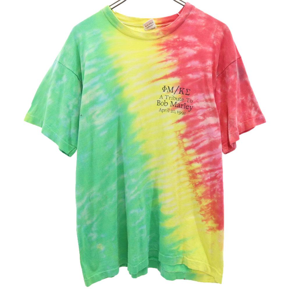 FRUIT OF THE LOOM 90s Made In USA Tie Dye Short Sleeve Bob Marley T-shirt Men's Used