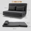 Floor Chair with Backrest, Corduroy Folding Sofa as Guest Bed, Adjustable Backrest, Wide Seat, Dark Grey