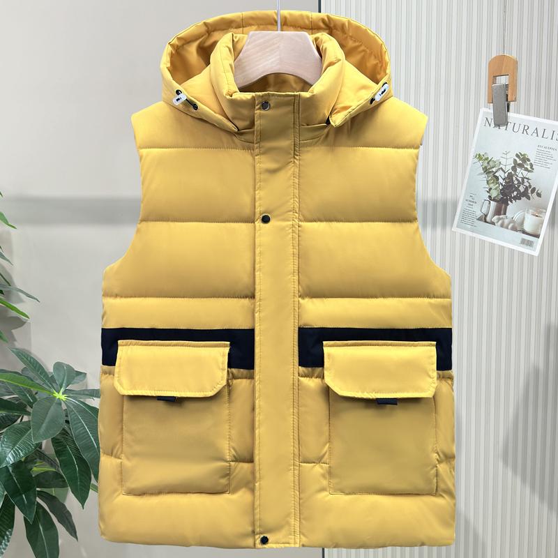 Warm Sleeveless Parka Man Waistcoat Fashion Plus Size Male Coat Hooded Casual Zipper Thick Winter Men's Vest