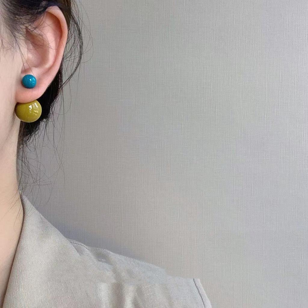 Clip on Convertible Ball Stud Earrings Candy Color Block Acrylic Material Fashion Jewelry Lightweight Comfort Wear