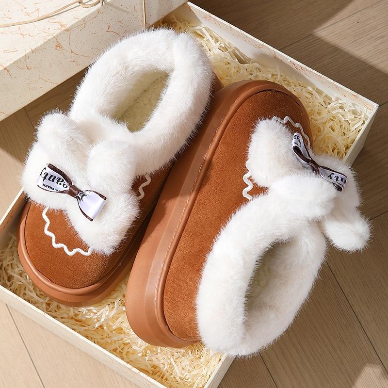 Fashion Fashionable Versatile Slippers Women Winter New Casual Minimalist Comfortable Snow Cotton Shoes Thick Soles Plush Women Shoes
