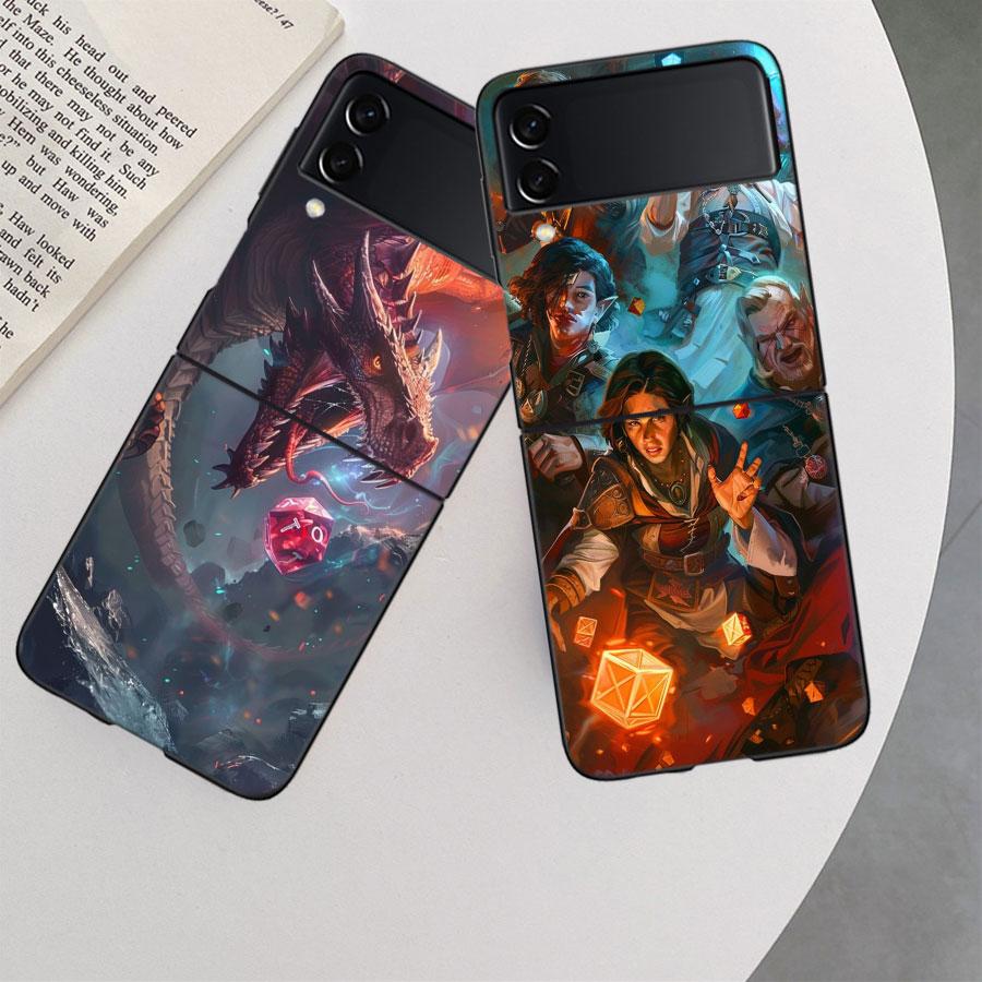 Game D-Dungeons D-Dragons D-DND Phone Case For Samsung Z Flip 7 6 5G Galaxy Z Flip 5 4 3 Black Hard Cell Cover Luxury PC Shell
