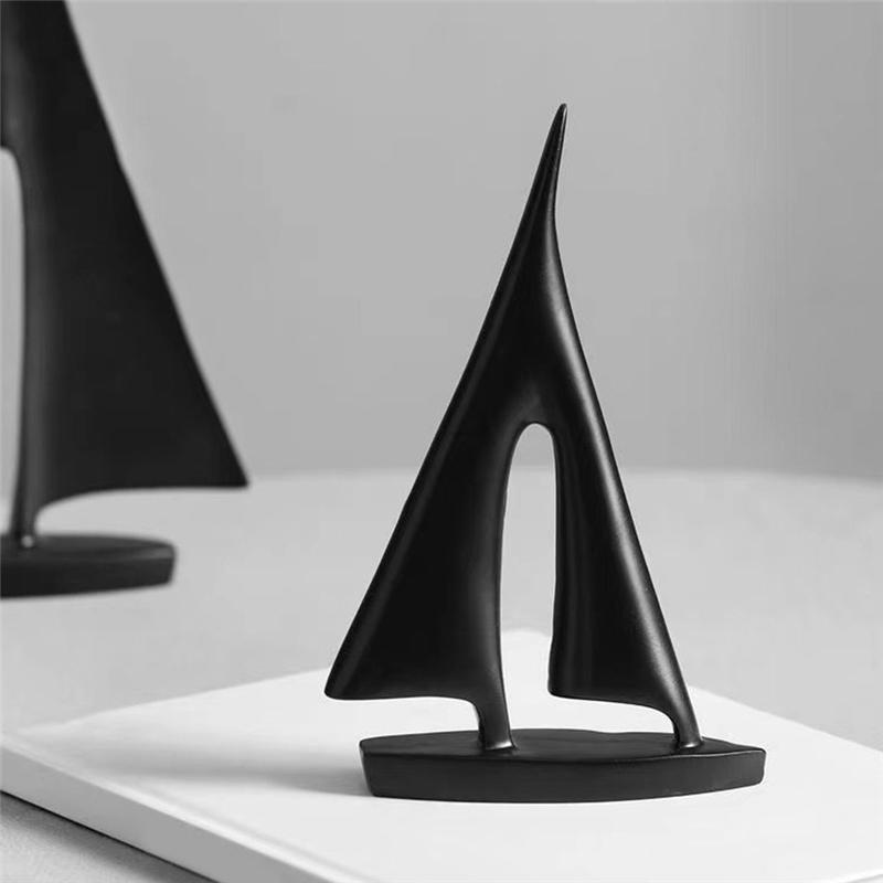 M-Modern-Abstract Resin Sailboat Model Ornament Modern Sailing Ship Nautical Sculpture Bedroom Desktop Bookshelf Decor
