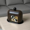 Vintage Simple Walnut Color Tissue Box Household Cat Wood Living Room Storage Carton Wooden Tissue Storage Box